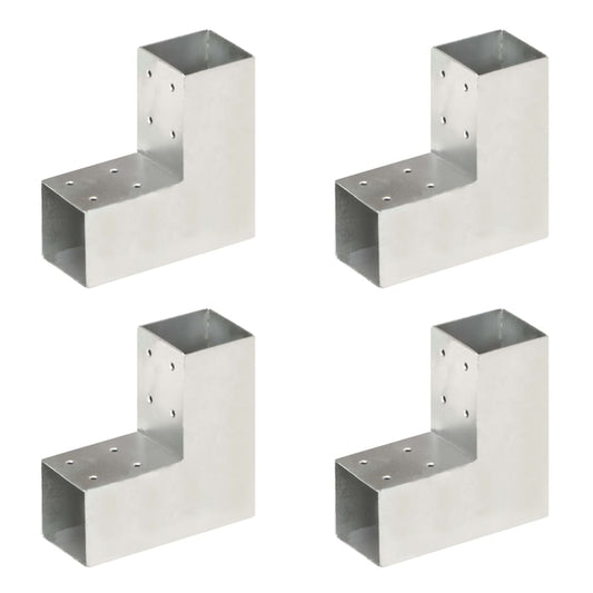 Berkfield Post Connectors 4 pcs L Shape Galvanised Metal 71x71 mm
