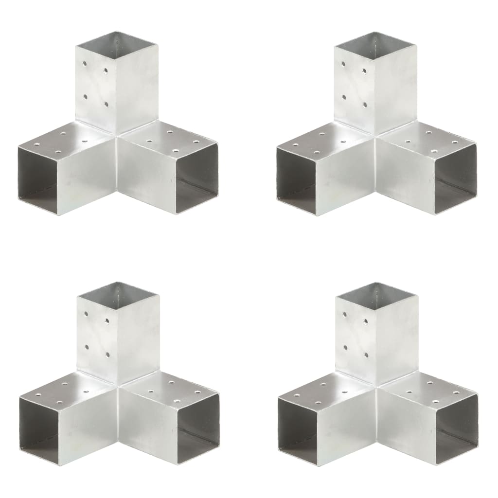 Berkfield Post Connectors 4 pcs Y Shape Galvanised Metal 71x71 mm