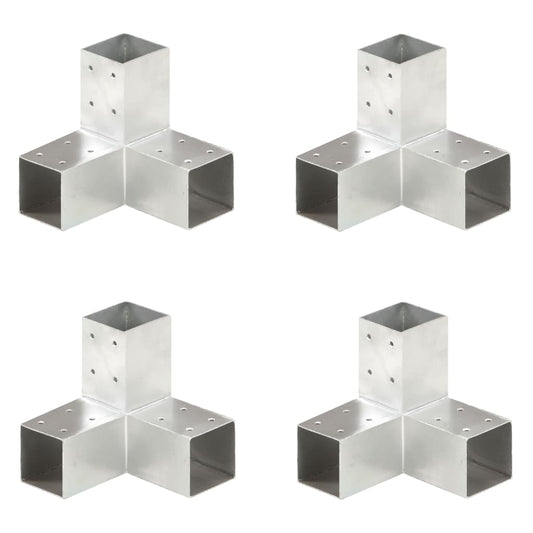 Berkfield Post Connectors 4 pcs Y Shape Galvanised Metal 71x71 mm