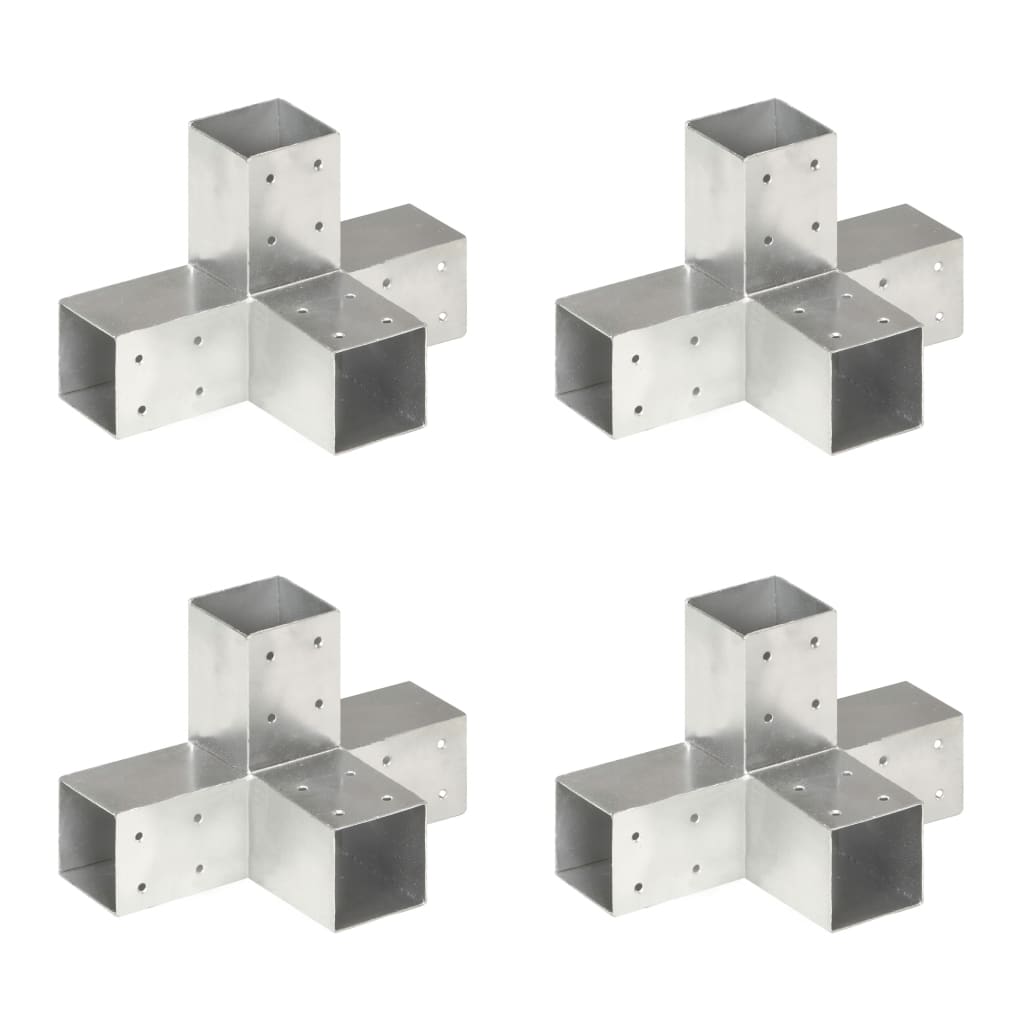 Berkfield Post Connectors 4 pcs X Shape Galvanised Metal 71x71 mm