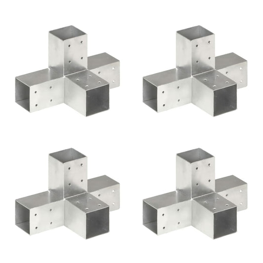 Berkfield Post Connectors 4 pcs X Shape Galvanised Metal 71x71 mm