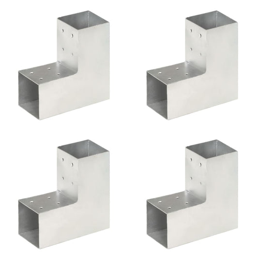 Berkfield Post Connectors 4 pcs L Shape Galvanised Metal 81x81 mm