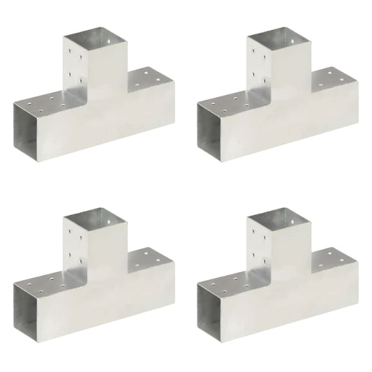 Berkfield Post Connectors 4 pcs T Shape Galvanised Metal 81x81 mm