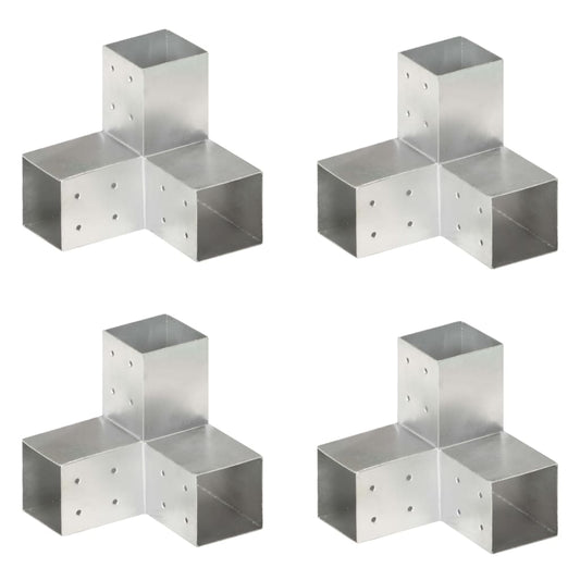 Berkfield Post Connectors 4 pcs Y Shape Galvanised Metal 81x81 mm