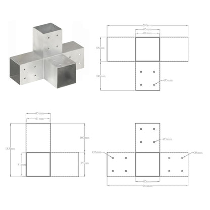 Berkfield Post Connector X Shape Galvanised Metal 81x81 mm