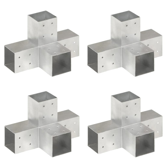 Berkfield Post Connectors 4 pcs X Shape Galvanised Metal 81x81 mm