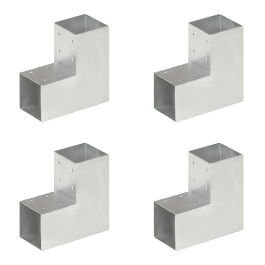 Berkfield Post Connectors 4 pcs L Shape Galvanised Metal 91x91 mm