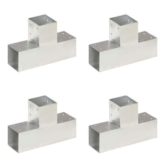 Berkfield Post Connectors 4 pcs T Shape Galvanised Metal 91x91 mm