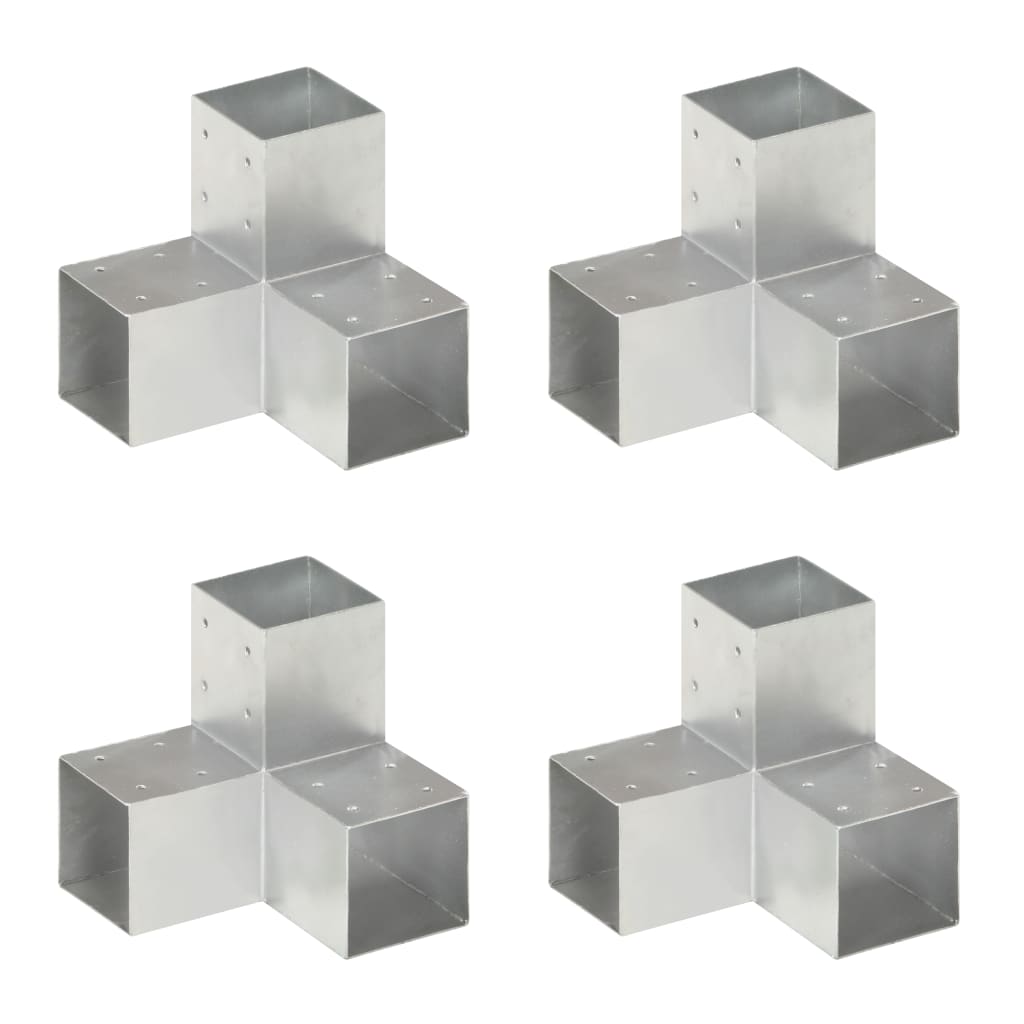 Berkfield Post Connectors 4 pcs Y Shape Galvanised Metal 91x91 mm