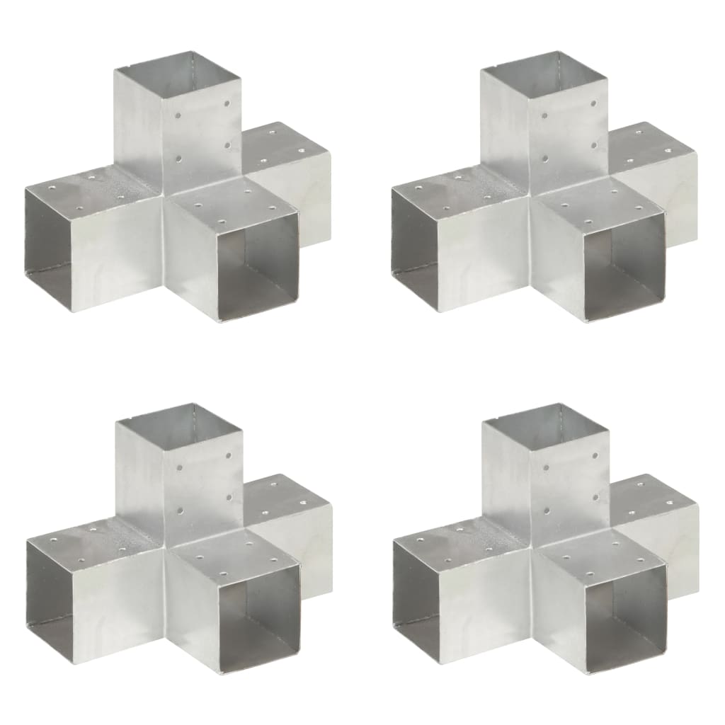 Berkfield Post Connectors 4 pcs X Shape Galvanised Metal 91x91 mm