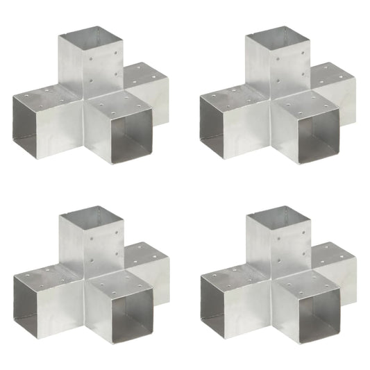 Berkfield Post Connectors 4 pcs X Shape Galvanised Metal 91x91 mm
