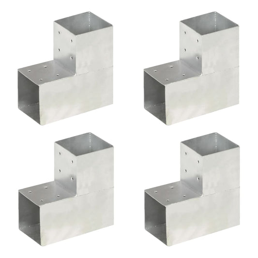 Berkfield Post Connectors 4 pcs L Shape Galvanised Metal 101x101 mm