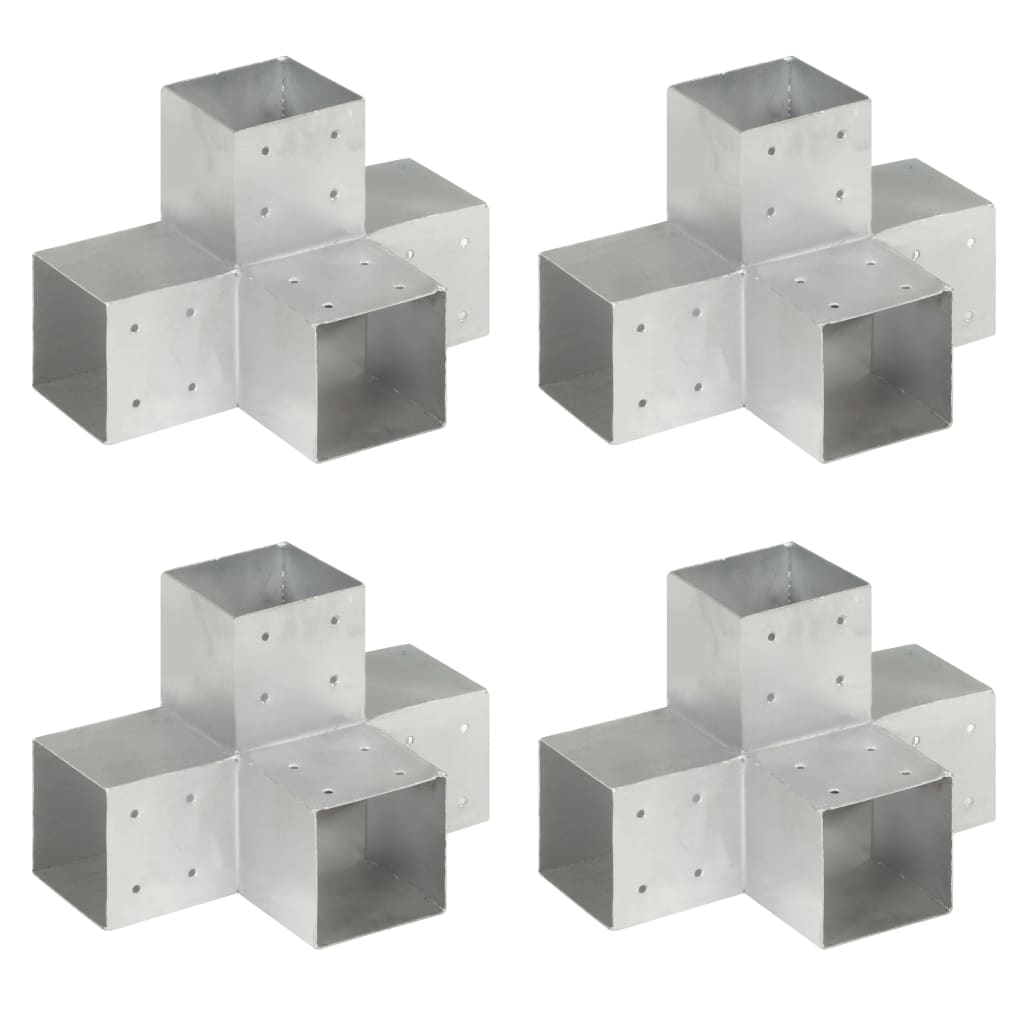 Berkfield Post Connectors 4 pcs X Shape Galvanised Metal 101x101 mm