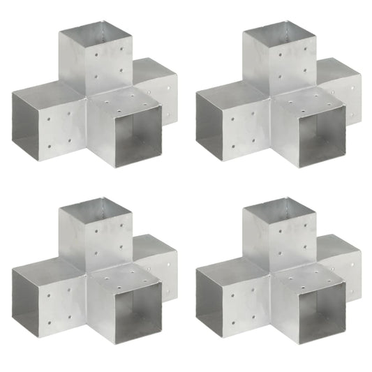 Berkfield Post Connectors 4 pcs X Shape Galvanised Metal 101x101 mm