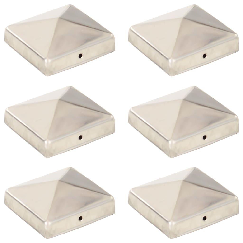 Berkfield Pyramid Fence Post Caps 6 pcs Stainless Steel 81x81 mm