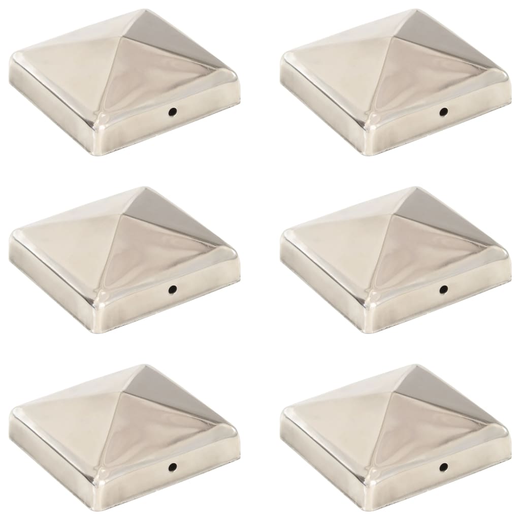 Berkfield Pyramid Fence Post Caps 6 pcs Stainless Steel 91x91 mm