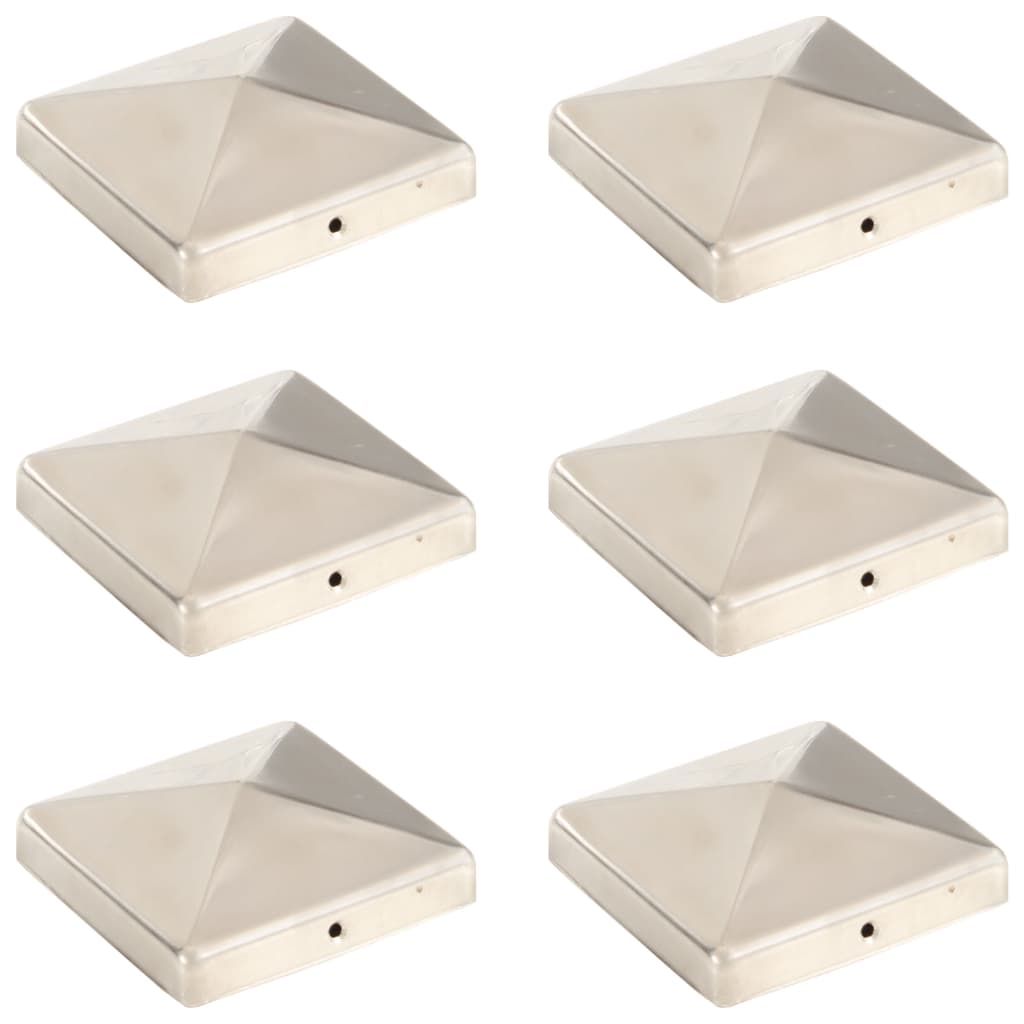 Berkfield Pyramid Fence Post Caps 6 pcs Stainless Steel 101x101 mm