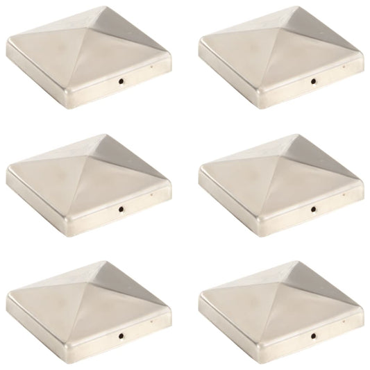 Berkfield Pyramid Fence Post Caps 6 pcs Stainless Steel 101x101 mm