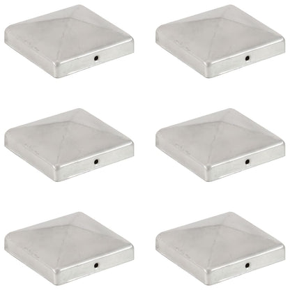Berkfield Pyramid Fence Post Caps 6 pcs Galvanised Metal 101x101 mm