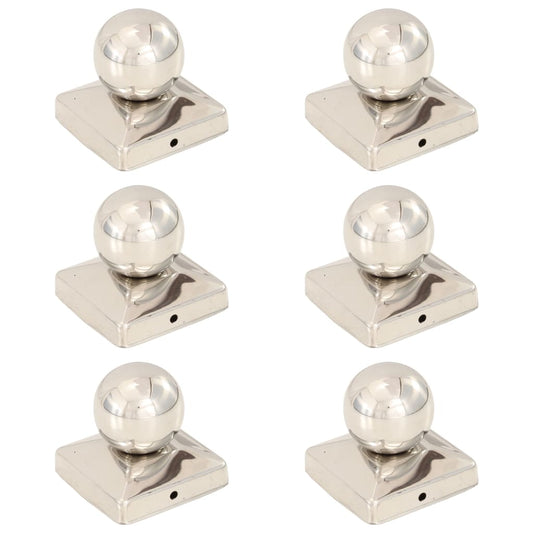 Berkfield Post Caps 6 pcs Globe Final Stainless Steel 81x81 mm