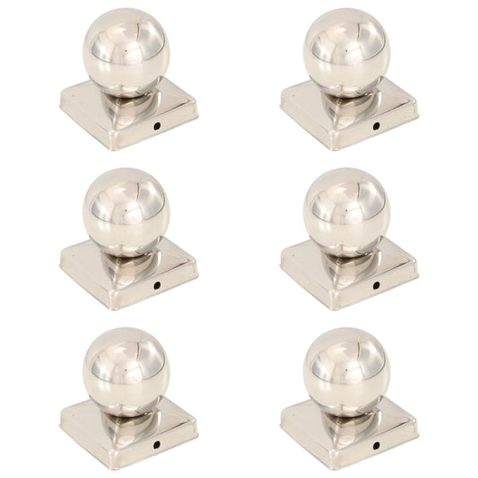 Berkfield Post Caps 6 pcs Globe Final Stainless Steel 101x101 mm