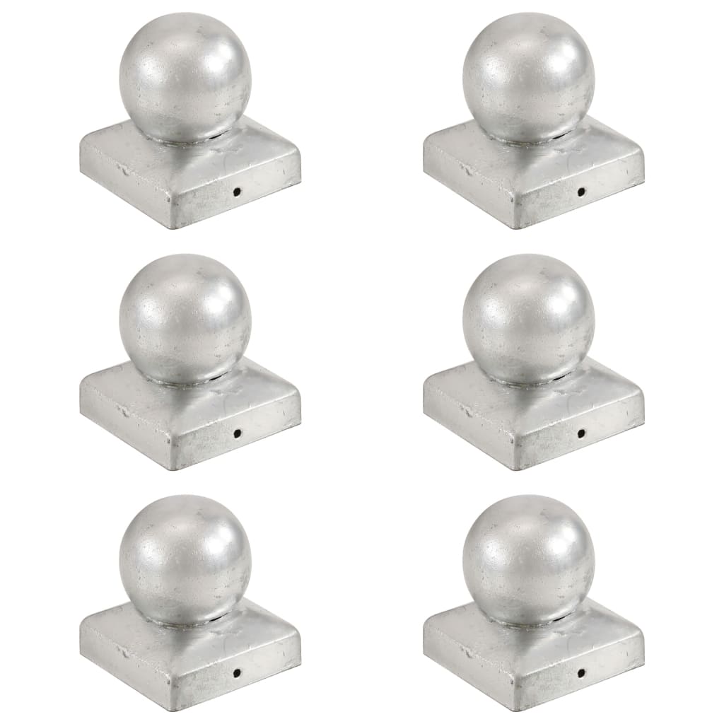 Berkfield Post Caps 6 pcs Globe Final Galvanised Metal 71x71 mm