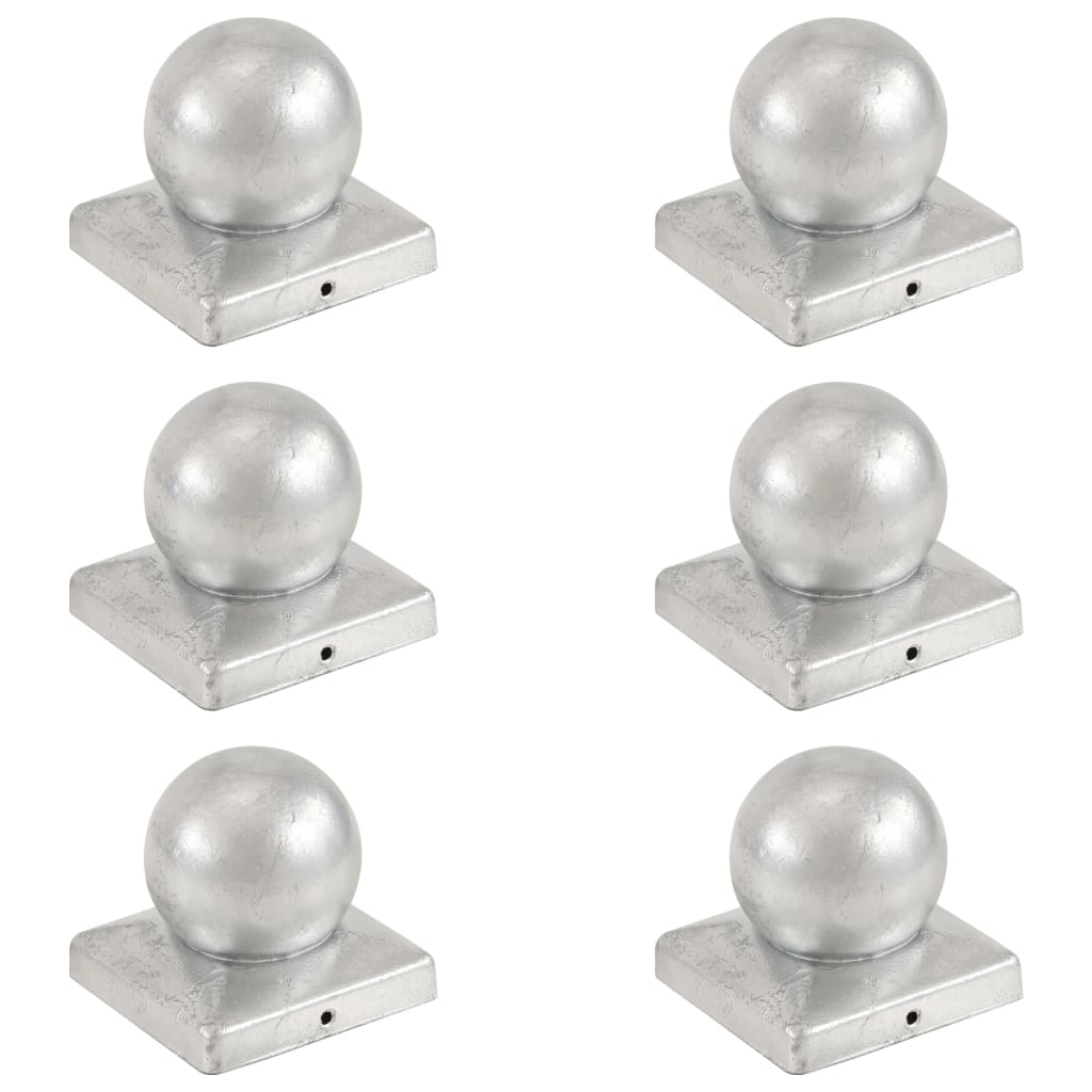 Berkfield Post Caps 6 pcs Globe Final Galvanised Metal 101x101 mm
