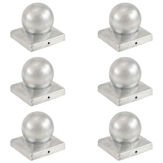 Berkfield Post Caps 6 pcs Globe Final Galvanised Metal 101x101 mm