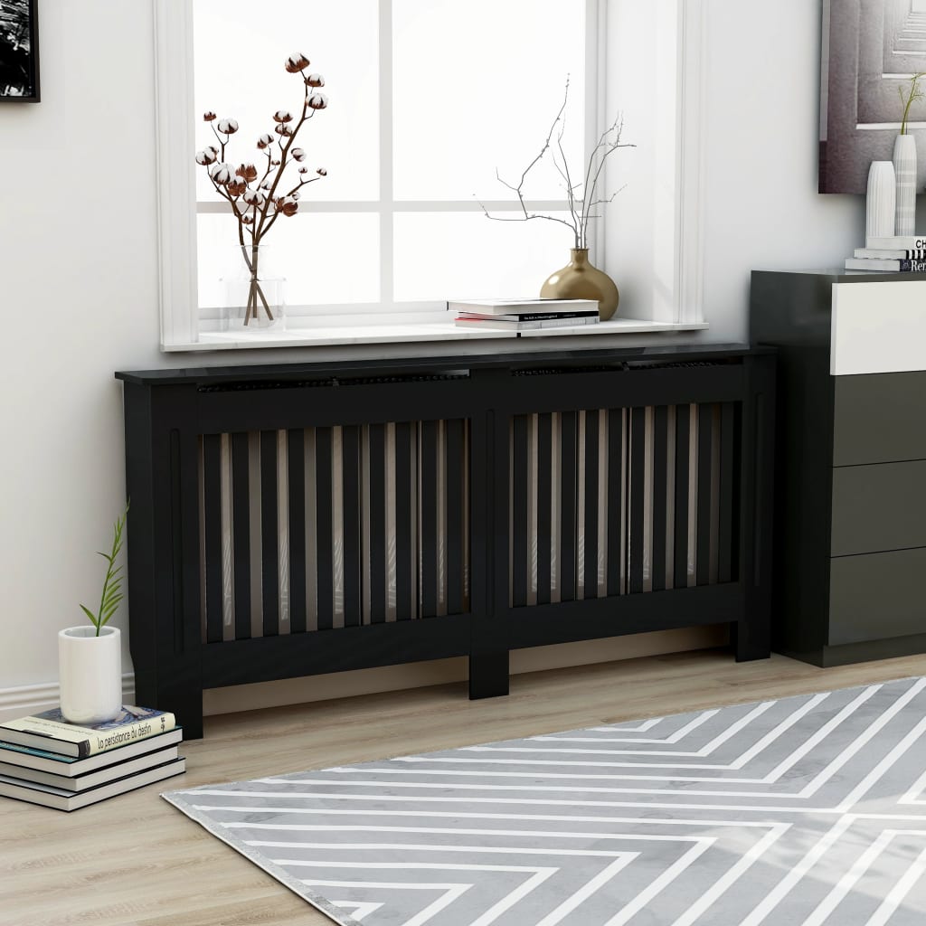 Berkfield Radiator Cover Black 172x19x81 cm MDF