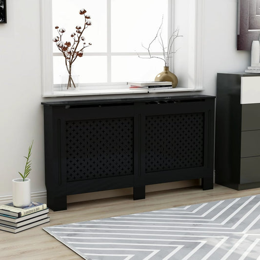 Berkfield Radiator Cover Black 152x19x81 cm MDF