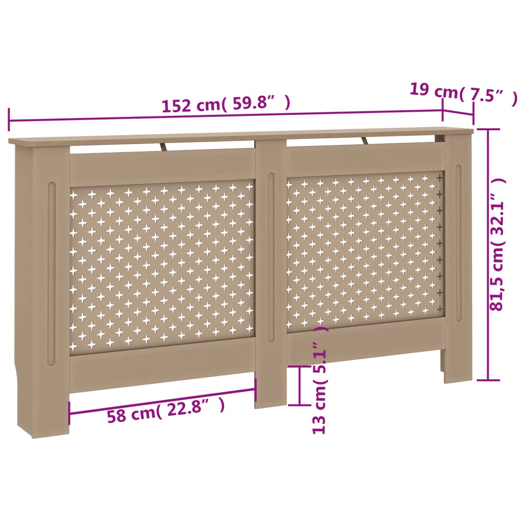 Berkfield Radiator Cover 152x19x81 cm MDF
