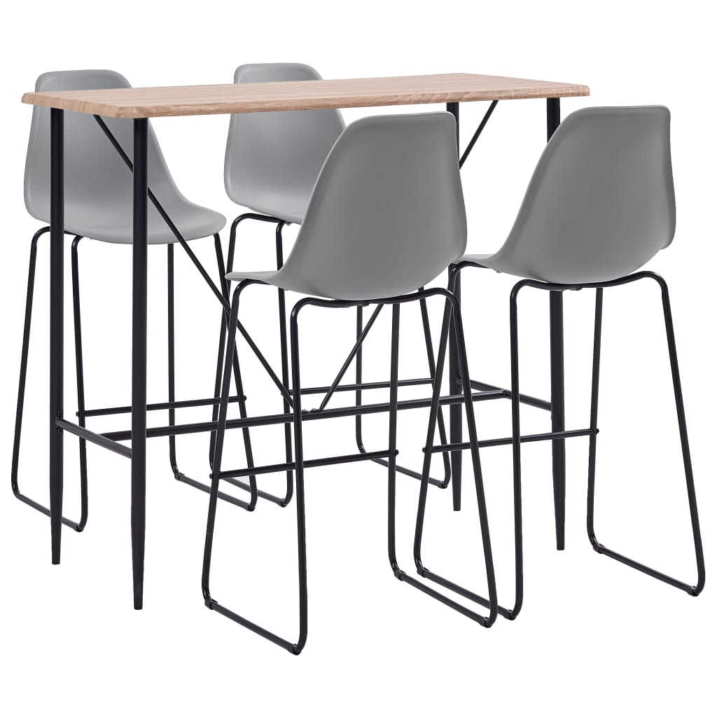 Berkfield 5 Piece Bar Set Plastic Grey
