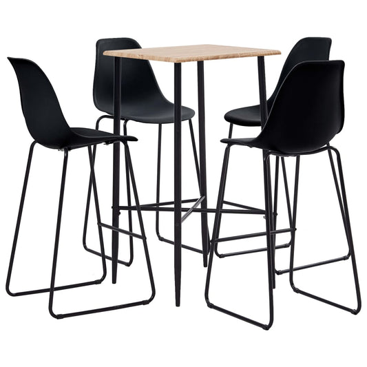 Berkfield 5 Piece Bar Set Plastic Black