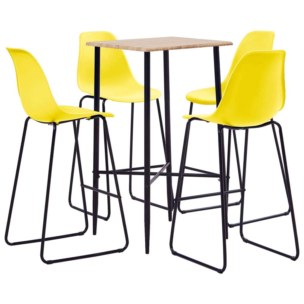 Berkfield 5 Piece Bar Set Plastic Yellow
