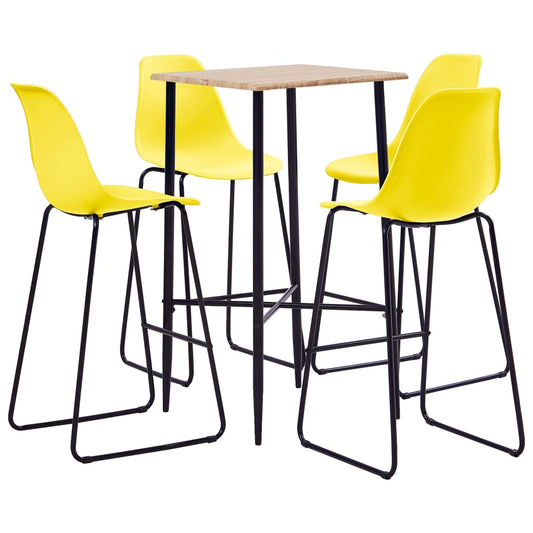 Berkfield 5 Piece Bar Set Plastic Yellow