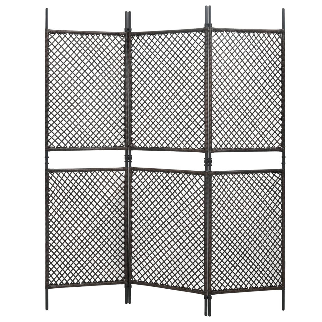 Berkfield 3-Panel Room Divider Poly Rattan Brown 180x200 cm