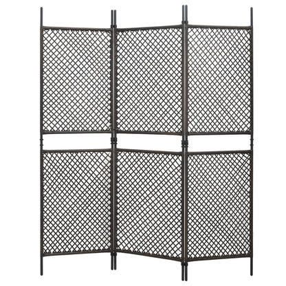 Berkfield 3-Panel Room Divider Poly Rattan Brown 180x200 cm