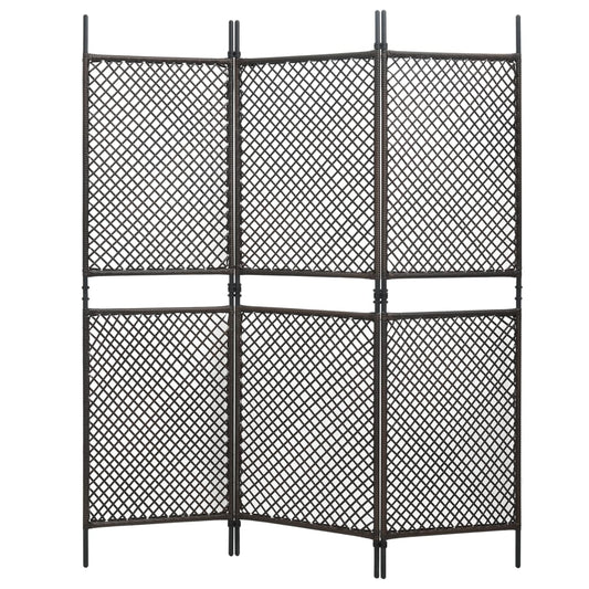 Berkfield 3-Panel Room Divider Poly Rattan Brown 180x200 cm