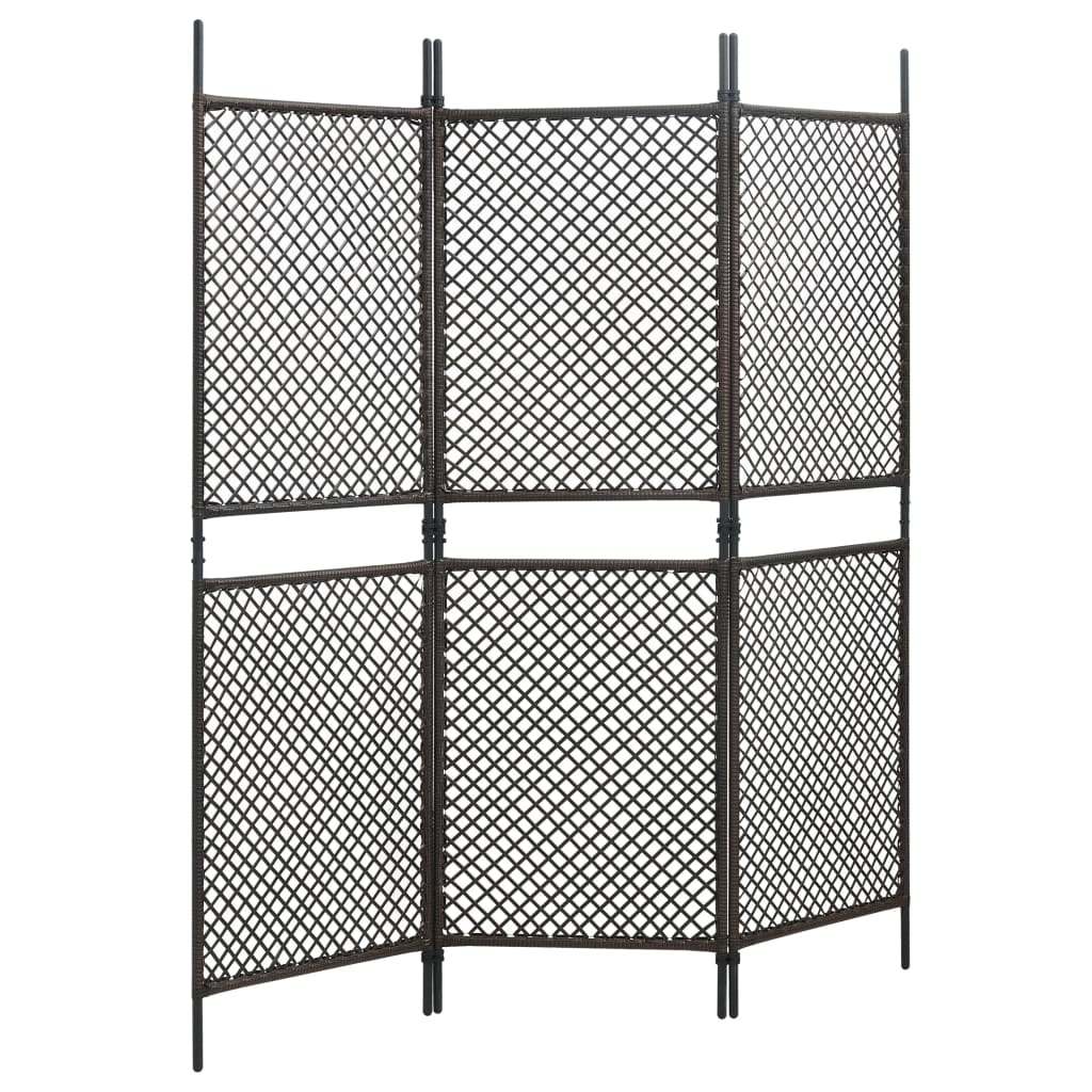 Berkfield 3-Panel Room Divider Poly Rattan Brown 180x200 cm