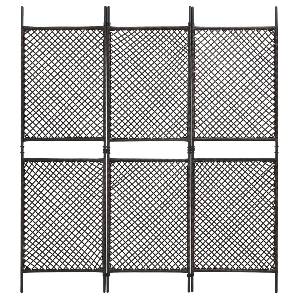Berkfield 3-Panel Room Divider Poly Rattan Brown 180x200 cm