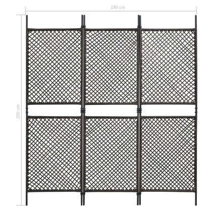Berkfield 3-Panel Room Divider Poly Rattan Brown 180x200 cm