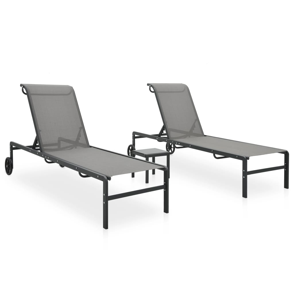 Berkfield Sun Loungers 2 pcs with Table Textilene and Steel