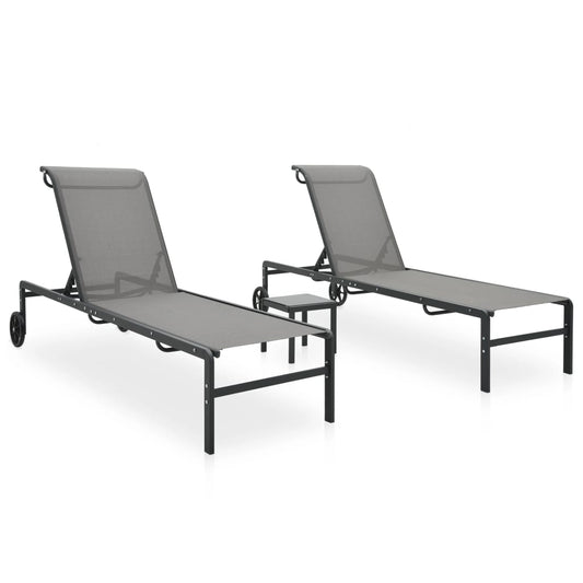 Berkfield Sun Loungers 2 pcs with Table Textilene and Steel