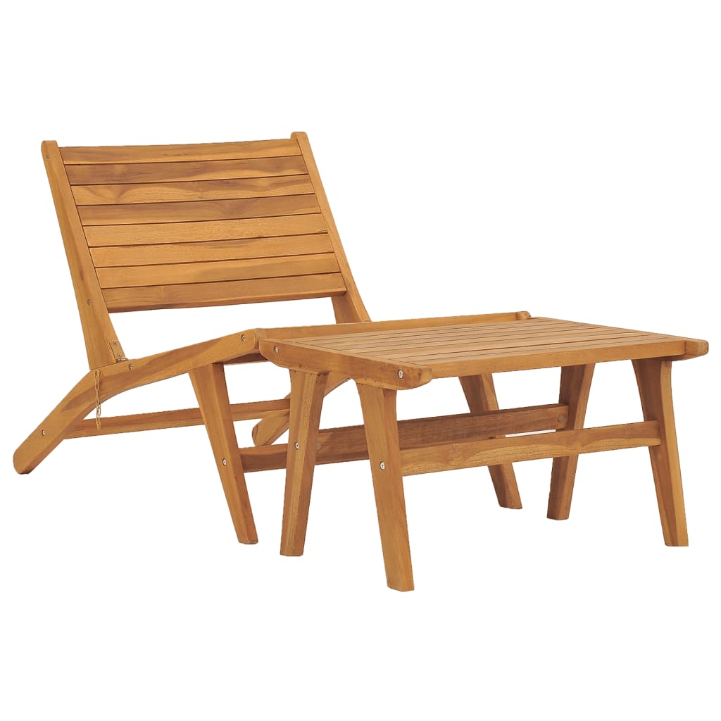 Berkfield Garden Chair with Footrest Solid Teak Wood