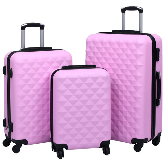 Berkfield Hardcase Trolley Set 3 pcs Pink ABS
