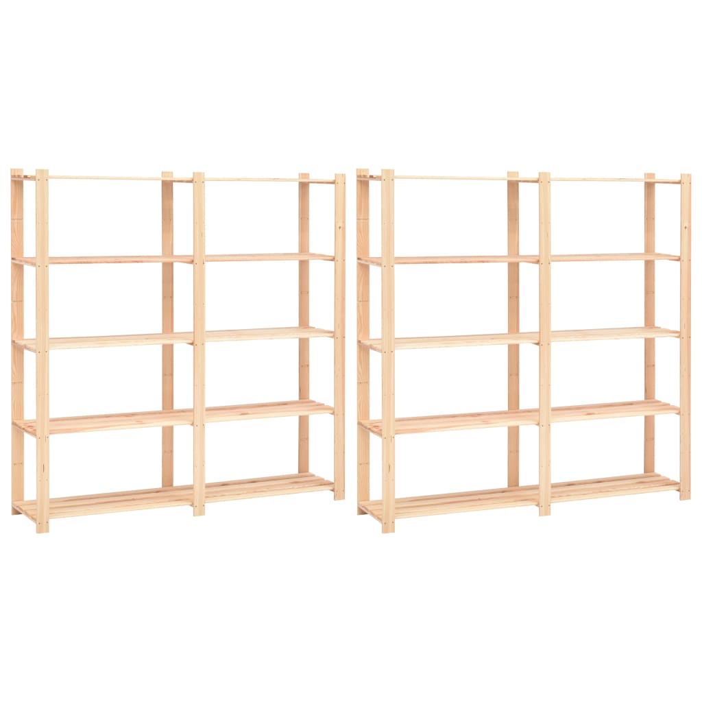 Berkfield 5-Tier Storage Racks 2 pcs 170x38x170 cm Solid Pinewood 500 kg