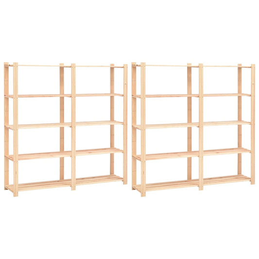 Berkfield 5-Tier Storage Racks 2 pcs 170x38x170 cm Solid Pinewood 500 kg