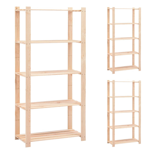 Berkfield 5-Tier Storage Racks 3 pcs 80x38x170 cm Solid Pinewood 250 kg