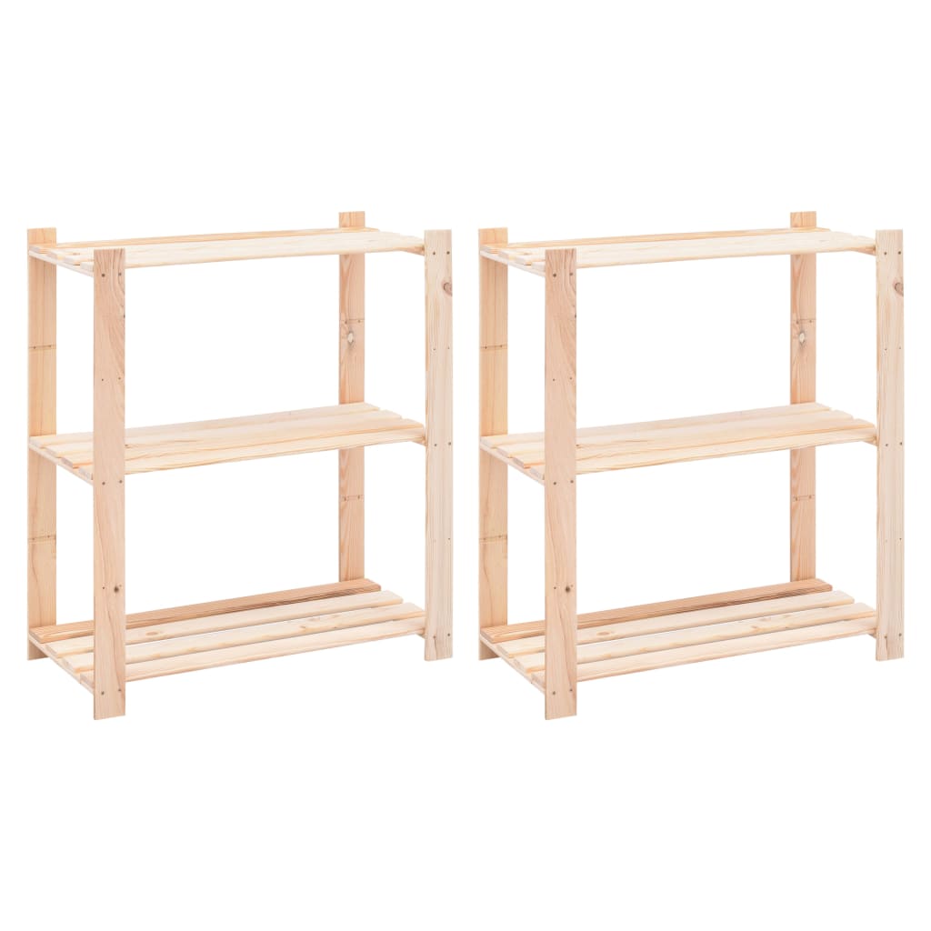 Berkfield 3-Tier Storage Racks 2 pcs 80x38x90 cm Solid Pinewood 150 kg