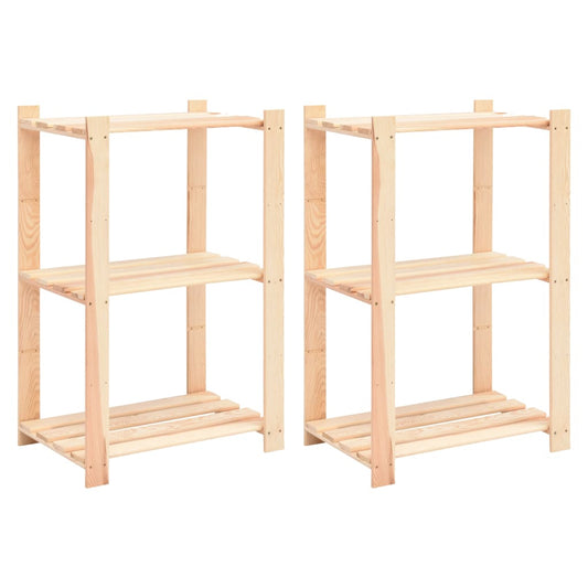 Berkfield 3-Tier Storage Racks 2 pcs 60x38x90 cm Solid Pinewood 150 kg